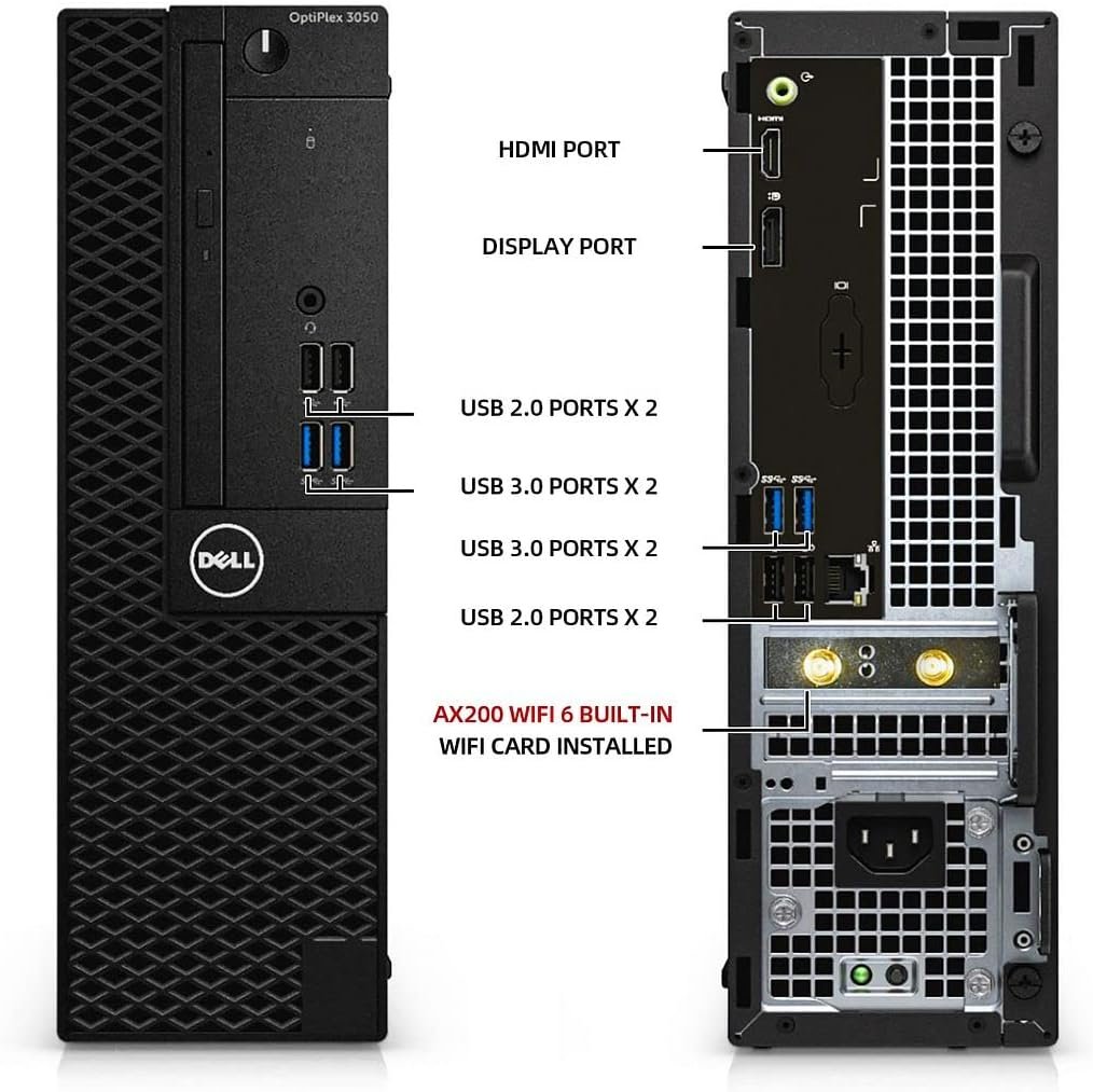 Dell OptiPlex 3050 Desktop Computers PC, 32GB Ram DDR4 New 512GB M.2 NVMe SSD, Intel AX200 Built-in WiFi 6,Bluetooth 5.2, i5-6500 3.2GHz, HDMI,Win 11 Pro (Renewed)