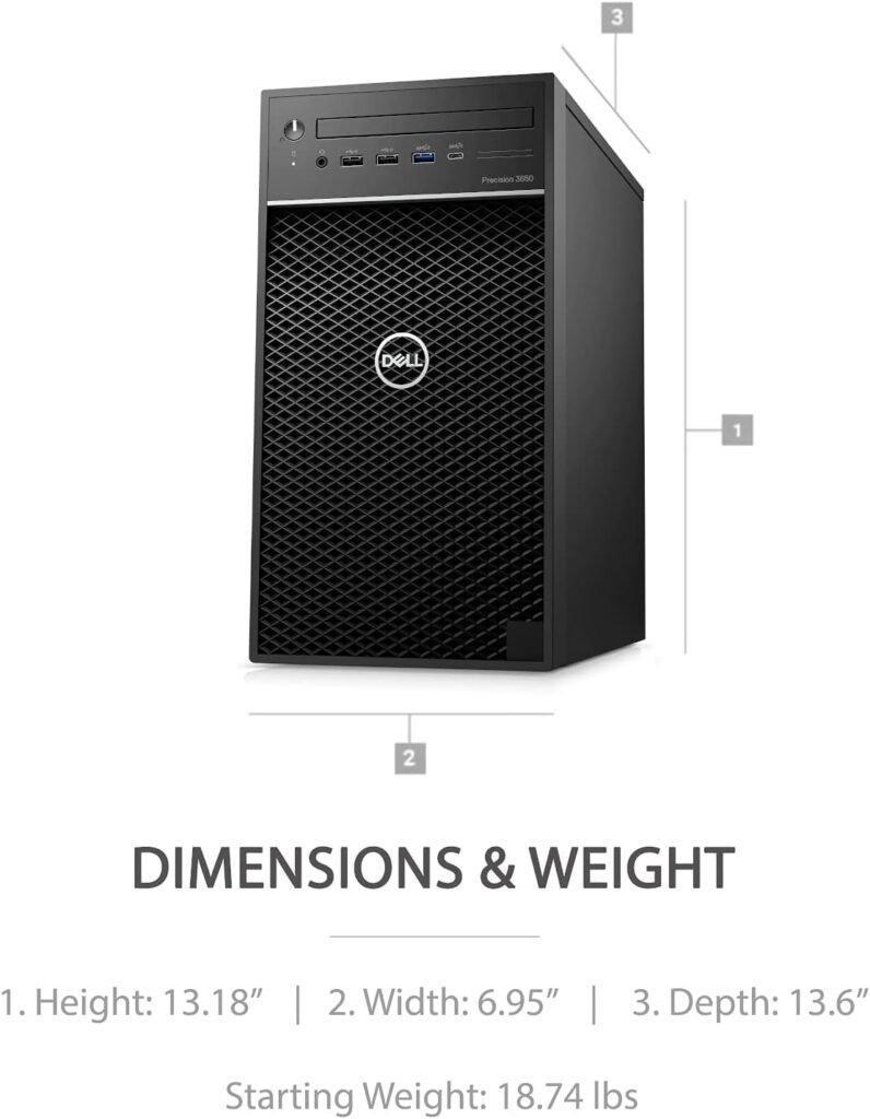 Dell Precision 3650 Desktop Tower Workstation Intel Core i7-11700 (8-Core) 32GB RAM 512GB PCIe SSD Dual (2) NVIDIA Quadro T1000 Windows 10 PRO