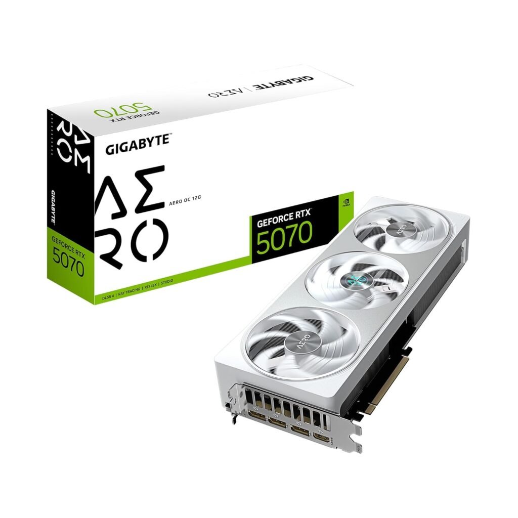GIGABYTE GeForce RTX 5070 AERO OC 12G Graphics Card, 12GB 192-bit GDDR7, PCIe 5.0, WINDFORCE Cooling System, GV-N5070AERO OC-12GD Video Card