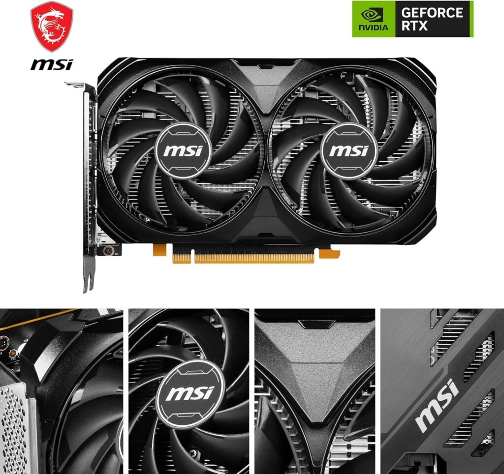 MSI GeForce RTX 4060 Ventus 2X Black 8G OC Gaming Graphics Card - 8GB GDDR6X, PCI Express Gen 4, 128-bit, 3X DP v 1.4a, HDMI 2.1a (Supports 4K  8K HDR)