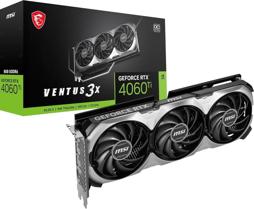 MSI GeForce RTX 4060 Ventus 2X Black 8G OC Gaming Graphics Card - 8GB GDDR6X, PCI Express Gen 4, 128-bit, 3X DP v 1.4a, HDMI 2.1a (Supports 4K  8K HDR)