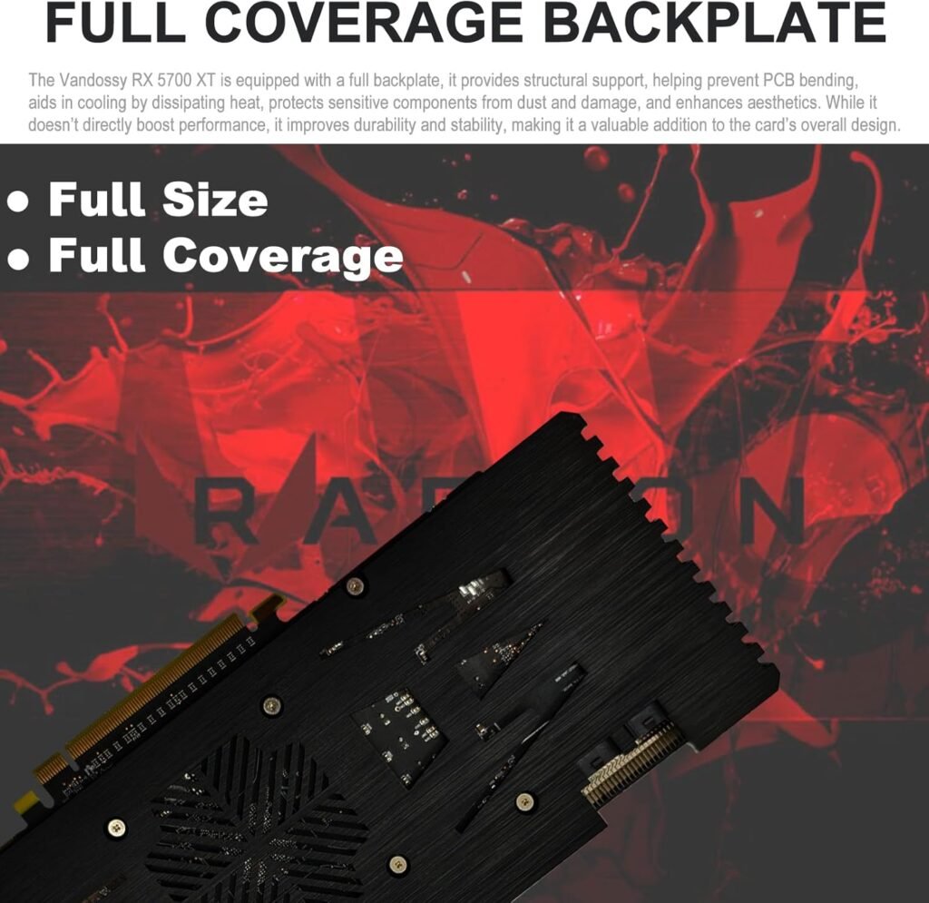 Radeon RX 5700 XT Graphics Card, 8GB GDDR6 256-Bit RDNA Architecture 1755/19050 MHz (Base/Boost Clock) DirectX 12 Metal Backplate HDMI DP PCIe4.0 AAA PC Gaming Video Card