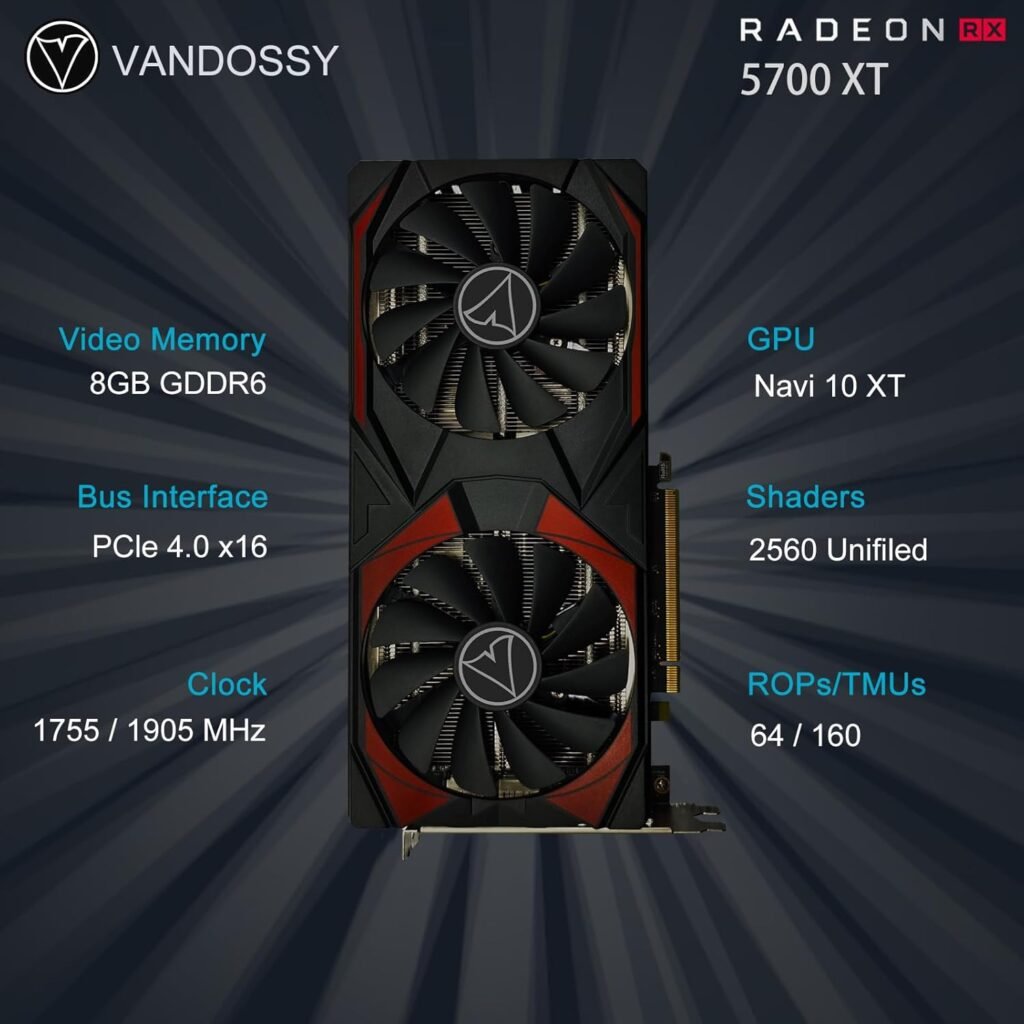 Radeon RX 5700 XT Graphics Card, 8GB GDDR6 256-Bit RDNA Architecture 1755/19050 MHz (Base/Boost Clock) DirectX 12 Metal Backplate HDMI DP PCIe4.0 AAA PC Gaming Video Card