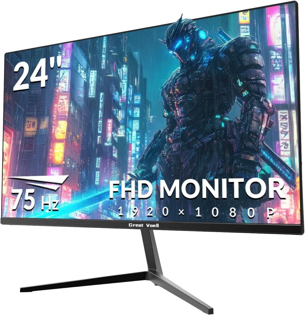 24 Inch Farmless Monitor 16:9 Aspect Ratio 75HZ FHD LED Display 99% sRGB - Thin Bezel Design - Eye-Care Technology - HDMI VGA Connectivity