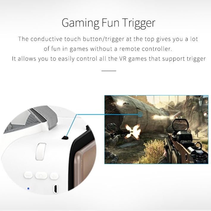 3D Glasses Virtual Reality VR for Smartphone Google Cardboard, Wireless Bluetooth VR Headset Helmet Stereo for Android iOS iPhone 12 11 Pro Max Mini X R S 8 7 Samsung 4.7-6.2 Phone (White)