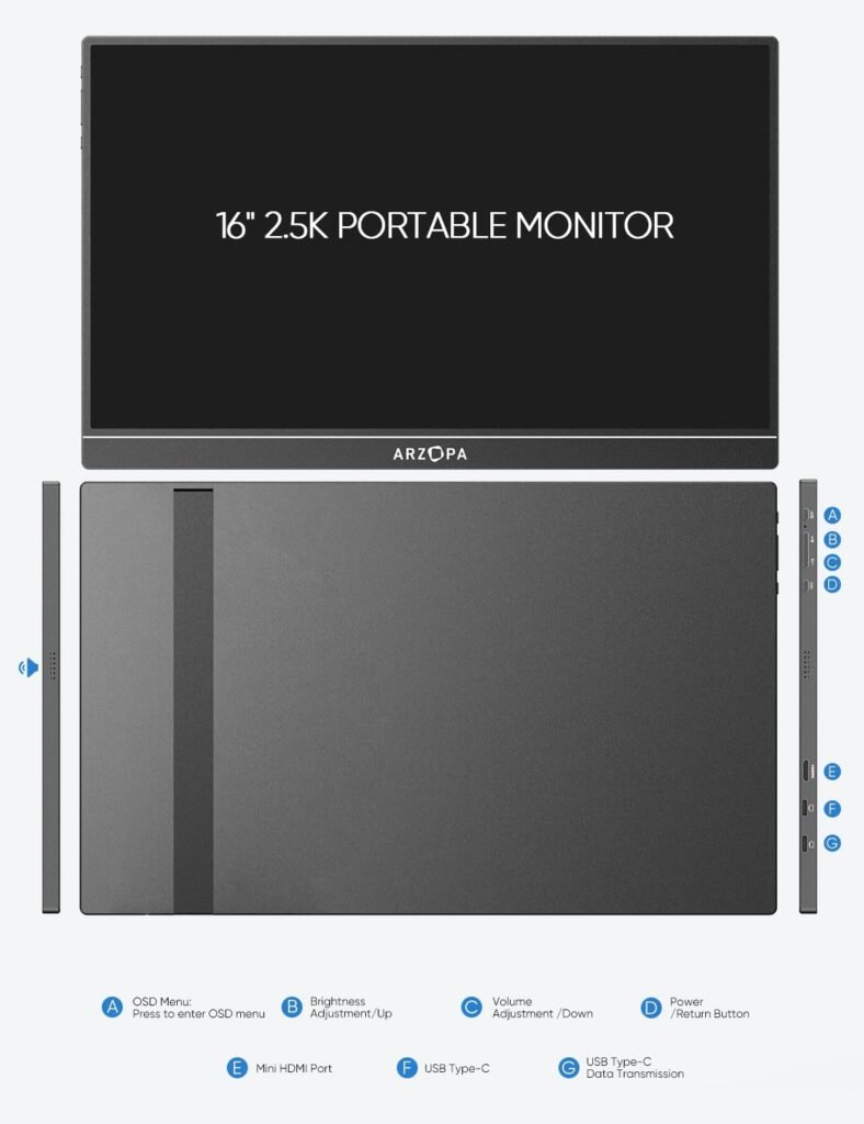 ARZOPA 16.1 144Hz Portable Gaming Monitor, 106% sRGB 1080P FHD Kickstand Portable Monitor with HDR, Ultra Slim, Eye Care, External Second Screen for Laptop, PC, PS5, Mac, Xbox-Z1FC