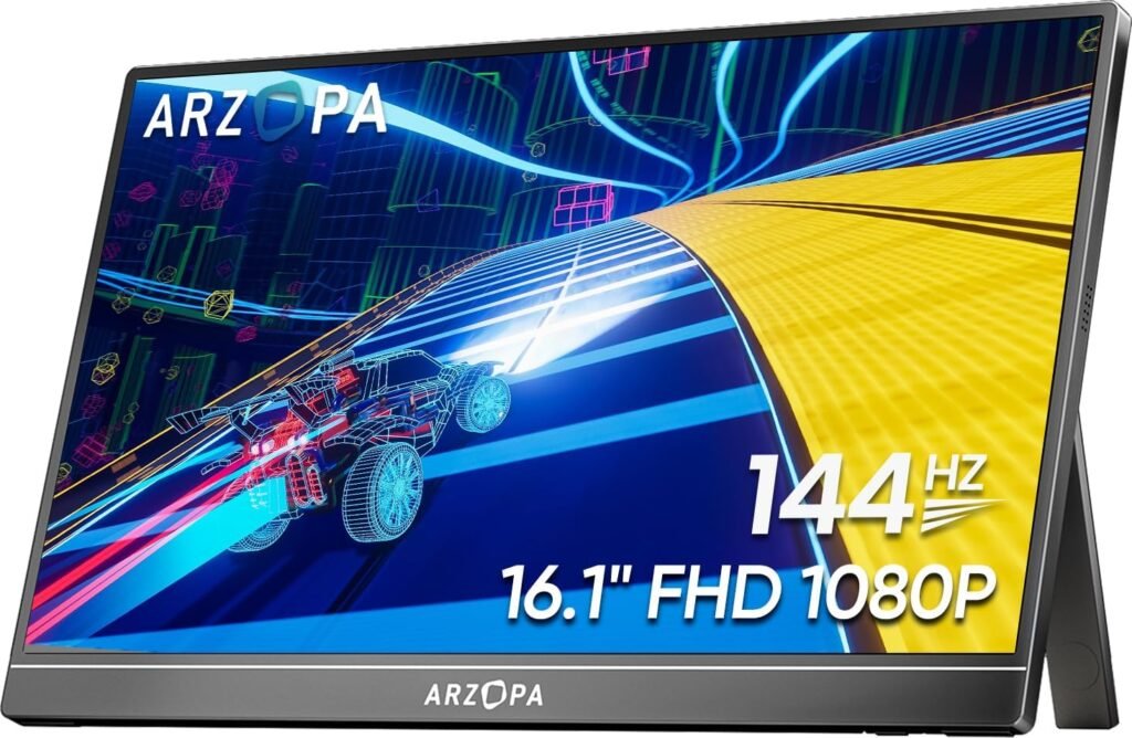 ARZOPA 16.1 144Hz Portable Gaming Monitor, 106% sRGB 1080P FHD Kickstand Portable Monitor with HDR, Ultra Slim, Eye Care, External Second Screen for Laptop, PC, PS5, Mac, Xbox-Z1FC