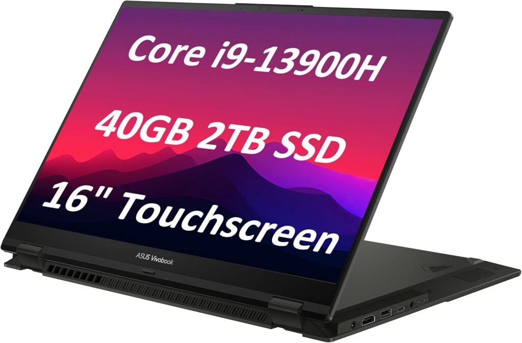 ASUS Vivobook S 16 Flip 2-in-1 Laptop (16 FHD+ Touchscreen, Intel 14-Core i9-13900H, 40GB RAM, 2TB SSD) for Creator, Photographer, Designer, Backlit Keyboard, 1080p IR Webcam, Win 11 Pro w/Copilot