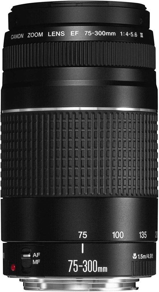Canon EF 75-300mm f/4-5.6 III Lens Bundled with 58mm UV Filter + Lens Cap Keeper + Microfiber Cleaning Cloth (4 Items)