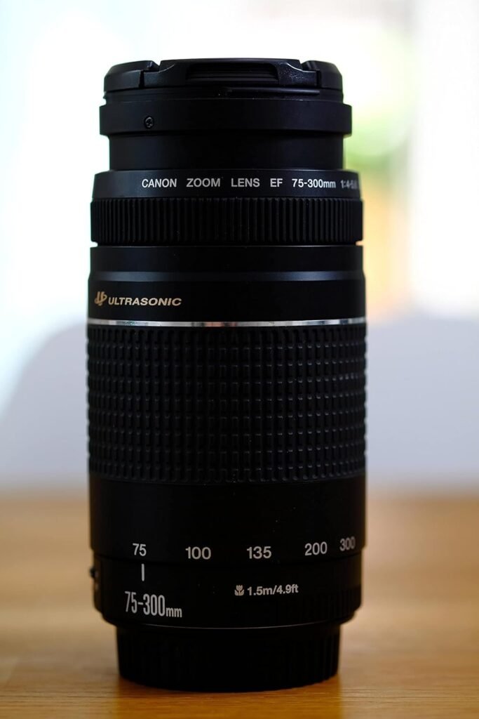 Canon EF 75-300mm f/4-5.6 III Lens Bundled with 58mm UV Filter + Lens Cap Keeper + Microfiber Cleaning Cloth (4 Items)