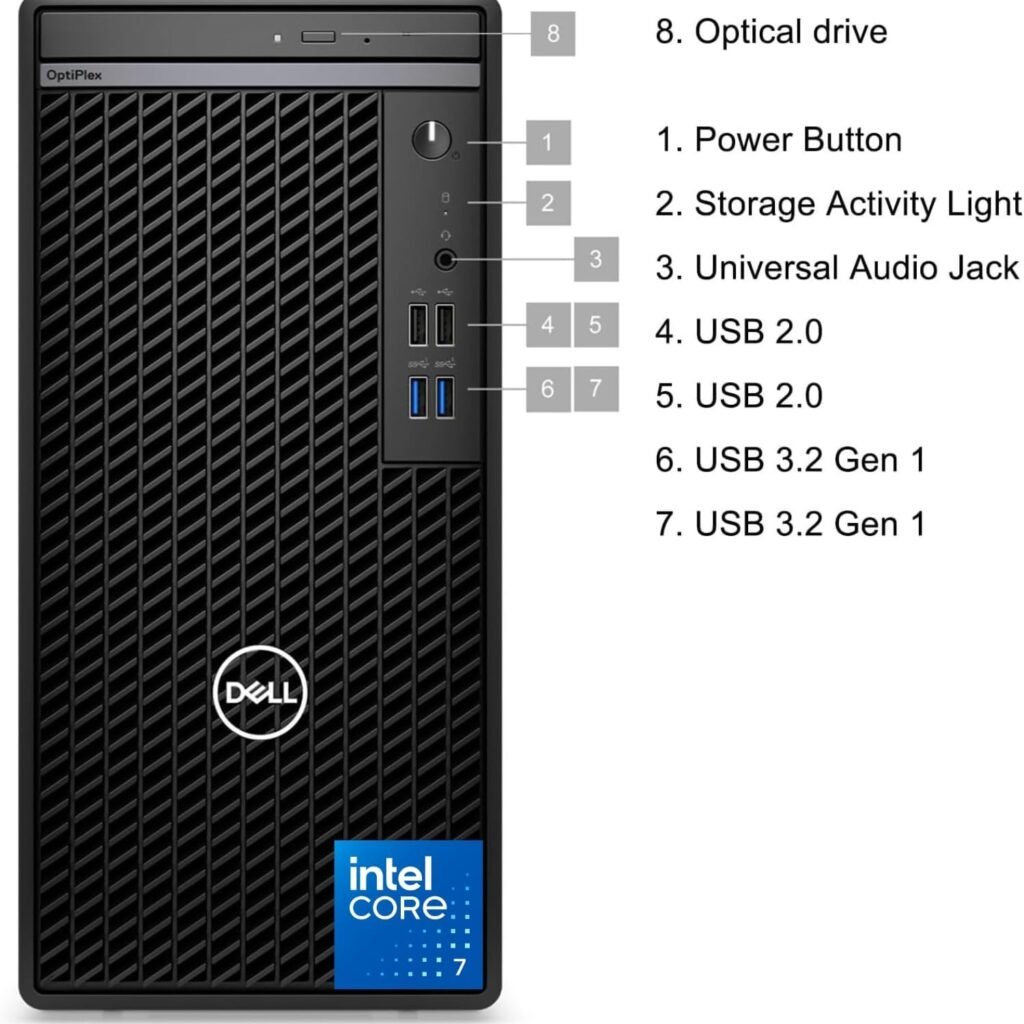 Dell Optiplex 7010 Tower Business Desktop, Intel i7-12700K Processor (up to 5.0 GHz), Intel UHD 770 Graphics, 32GB RAM, 1TB PCIe SSD, DVD-RW, DP Port, HDMI, Wi-Fi + Bluetooth, Windows 11 Pro
