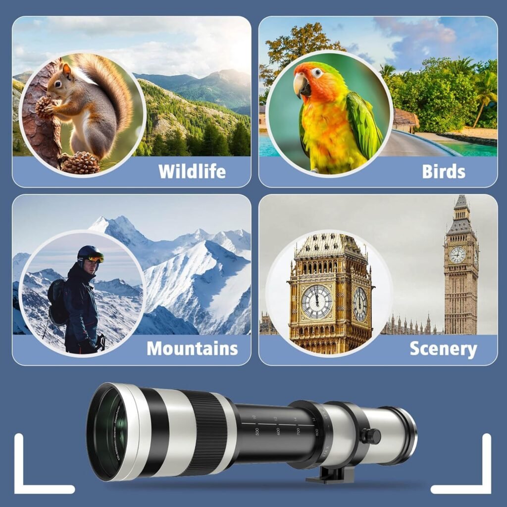 EF/EF-S 420-800mm F8.3 Telephoto Zoom Lens(MF) for Canon EOS Rebel T8i/T7i/T7/T6i/T5/T3i/T2i/XSi/SL3/SL2/T100/90D/80D/70D/50D/5D Mark IV/6D II/7D II/1D X III II-Manual Focus DSLR Cameras Lenses(Black)