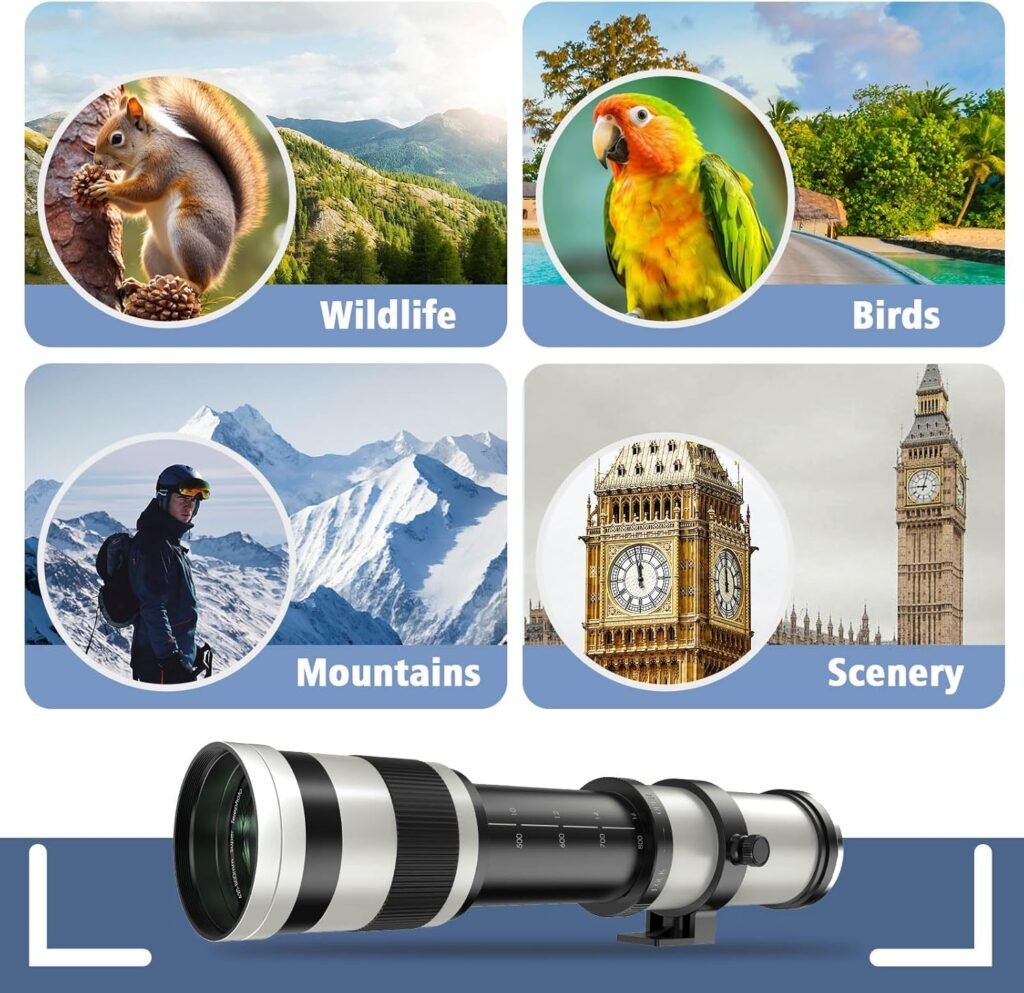 EF/EF-S 420-800mm F8.3 Telephoto Zoom Lens(MF) for Canon EOS Rebel T8i/T7i/T7/T6i/T5/T3i/T2i/XSi/SL3/SL2/T100/90D/80D/70D/50D/5D Mark IV/6D II/7D II/1D X III II-Manual Focus DSLR Cameras Lenses(Black)
