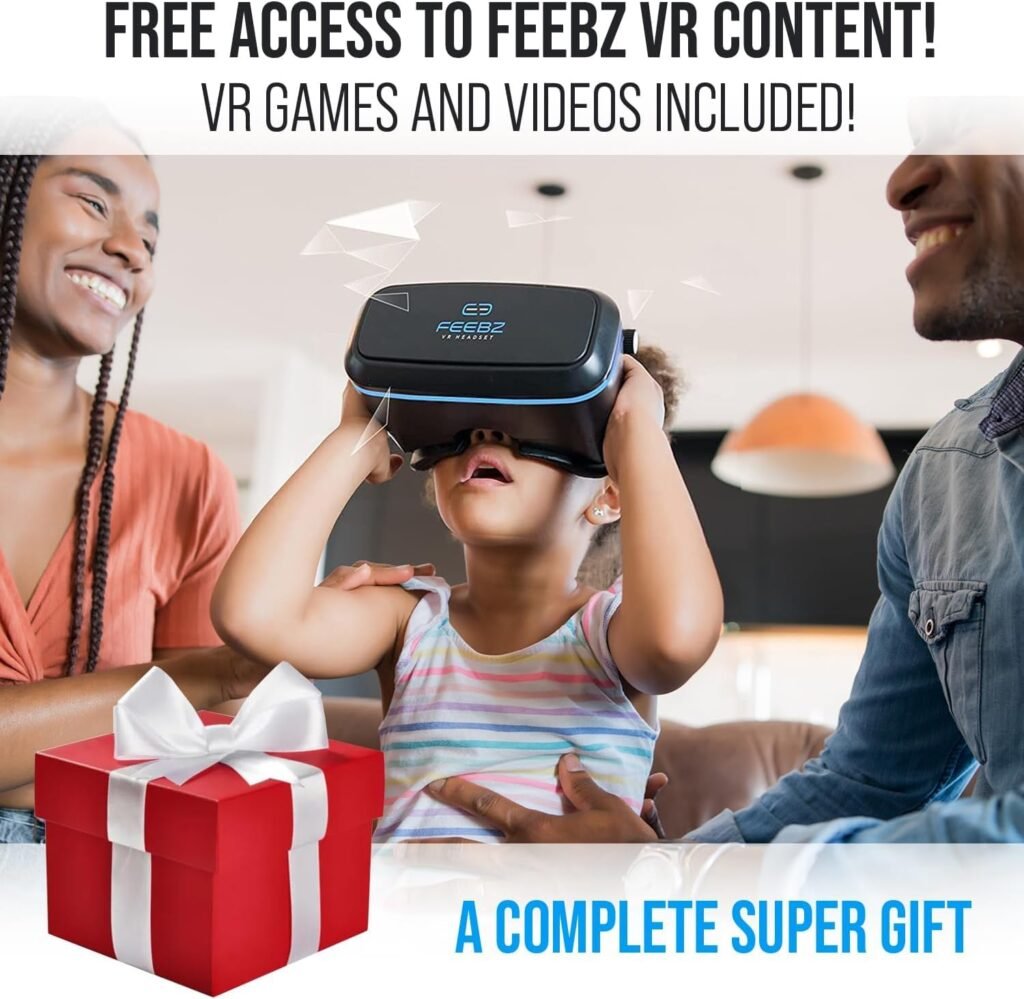 FEEBZ 3D VR Headset for Kids 2.0 + Android Remote - for iPhone  Android Phones | with 3D VR Videos  Apps Links | Virtual Reality Goggles Set for Beginners