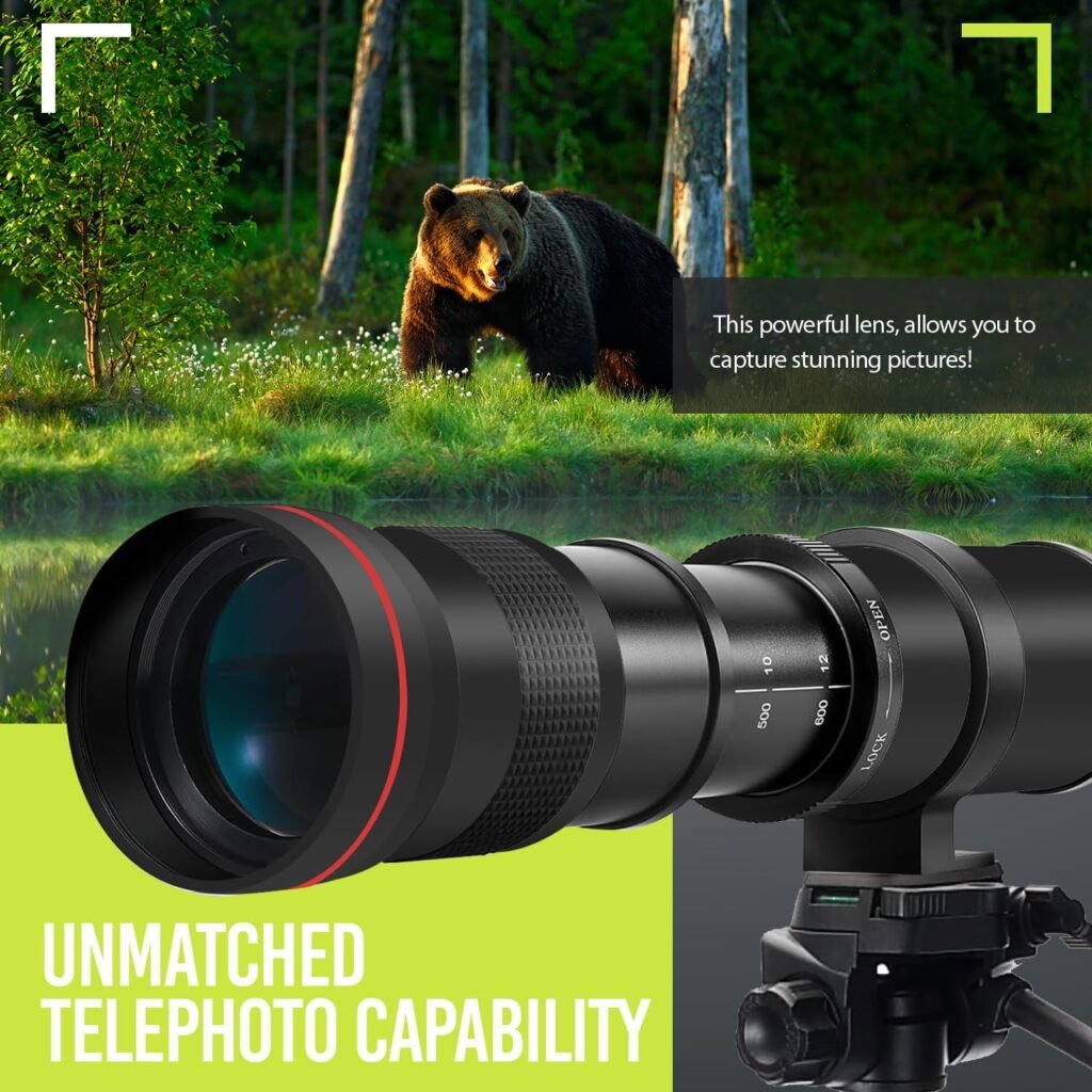 High-Power 420-800mm f/8.3 Manual Telephoto Zoom Lens for Canon EOS M Series Cameras