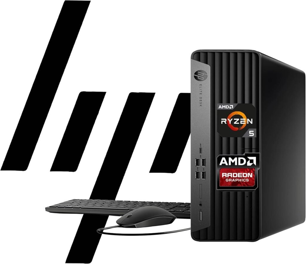 HP EliteDesk 805 G9 SFF Business Desktop Computer, AMD Ryzen 5 8500G, 32GB DDR5, 1TB PCIe SSD, Radeon 740M Graphics, Dual 4K Display Support, USB-C, HDMI, RJ-45, Wi-Fi, Wired KB  Mouse, Win11 Pro
