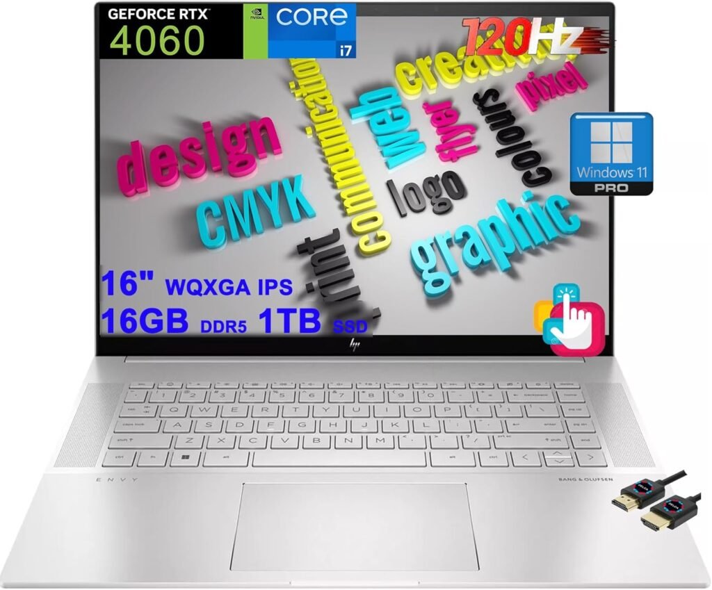 HP Envy 16 Designer Laptop | 16 WQXGA IPS 120Hz Touch 400nits 100% sRGB | Intel 14-core i7-13700H | 16GB DDR5 1TB SSD | GeForce RTX 4060 8GB Graphic | Backlit Thunderbolt Win11Pro w/DLCA Accessory