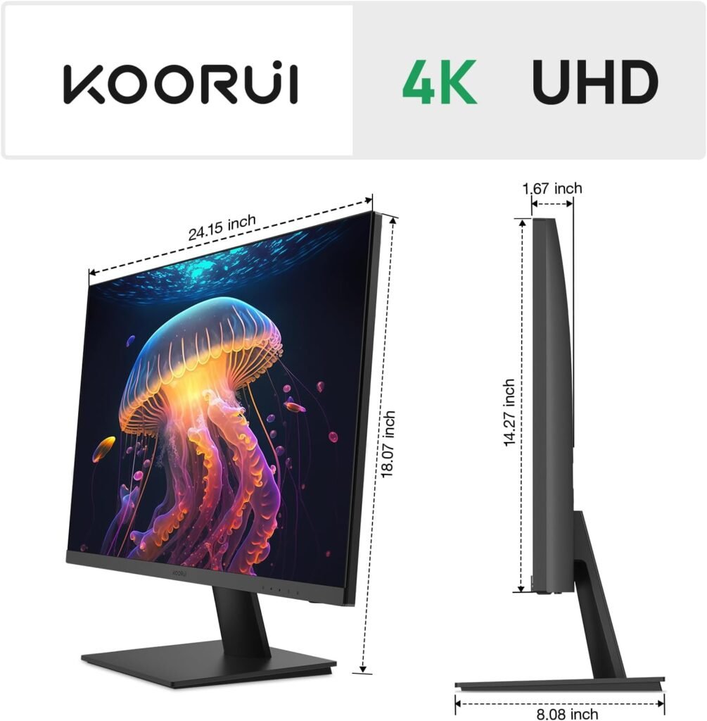 KOORUI 27 Inch Gaming Monitor 240hz, 1ms, FHD 1920x1080, 90% DCI-P3, 99% sRGB Color Gamut, Adaptive Sync Compatible, HDMI, DisplayPort, Black, GN02