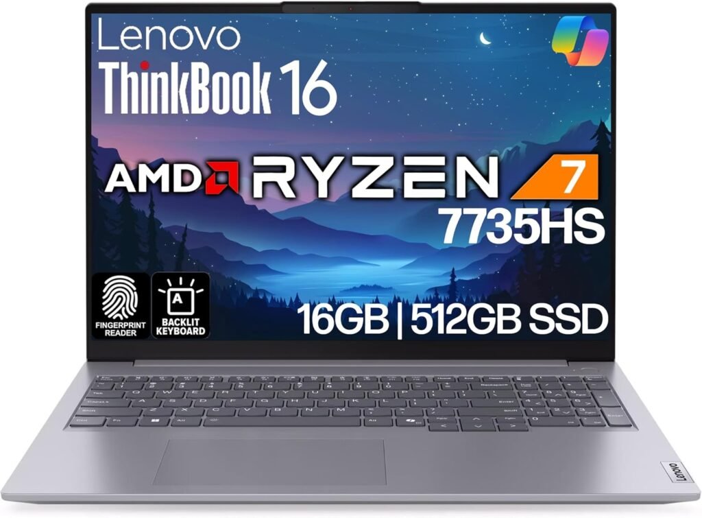 Lenovo ThinkBook 16 G7 Business Laptop, 16” FHD+, AMD Ryzen 5 7533HS, 32GB DDR5, 1TB NVMe, WiFi 6 + BT, RJ-45, HDMI, Fingerprint Reader, HD Webcam, Win 11 Pro
