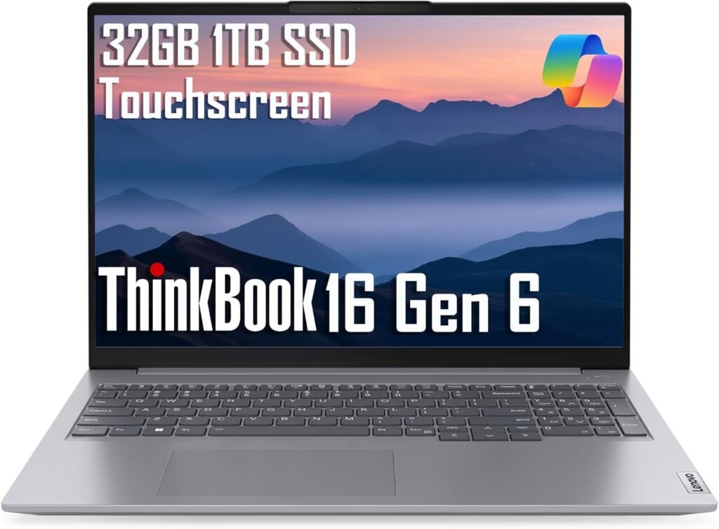 Lenovo ThinkBook 16 Gen 6 Business Laptop (16 FHD+ Touchscreen, Intel 8-Core i5-13420H ( i7-1255U), 32GB DDR5 RAM, 1TB SSD), Thunderbolt 4, Ethernet, Wi-Fi 6, Webcam, Win 11 Pro w/ Copilot, Grey