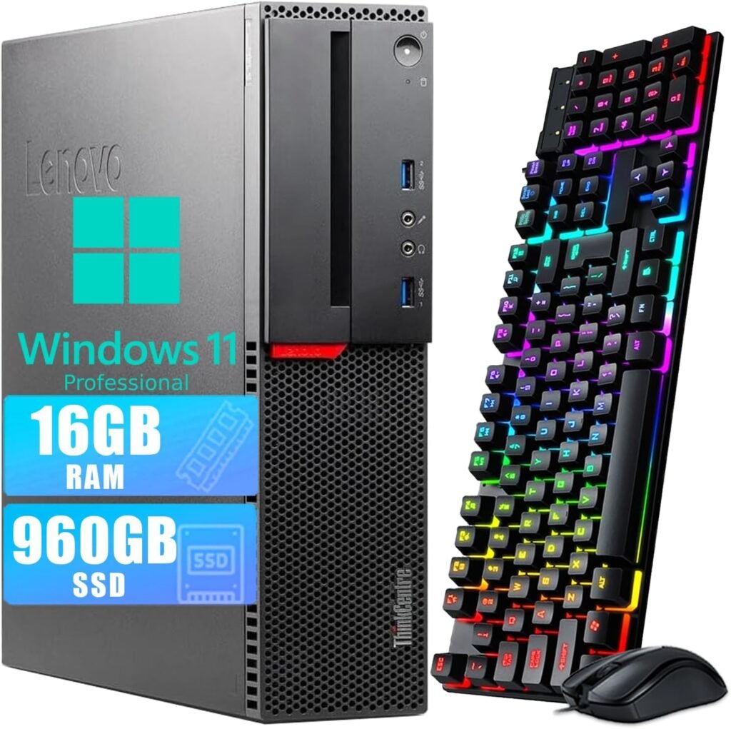 Lenovo ThinkCentre M900 SFF Desktop Computer, Intel Core i7-6700 Upto 4.0GHz, 32GB RAM, 1TB SSD, 4K 2-Monitor Support DisplayPort, HDMI, DVD-RW, AC Wi-Fi, Bluetooth, TDL - Windows 10 Pro (RENEWED)