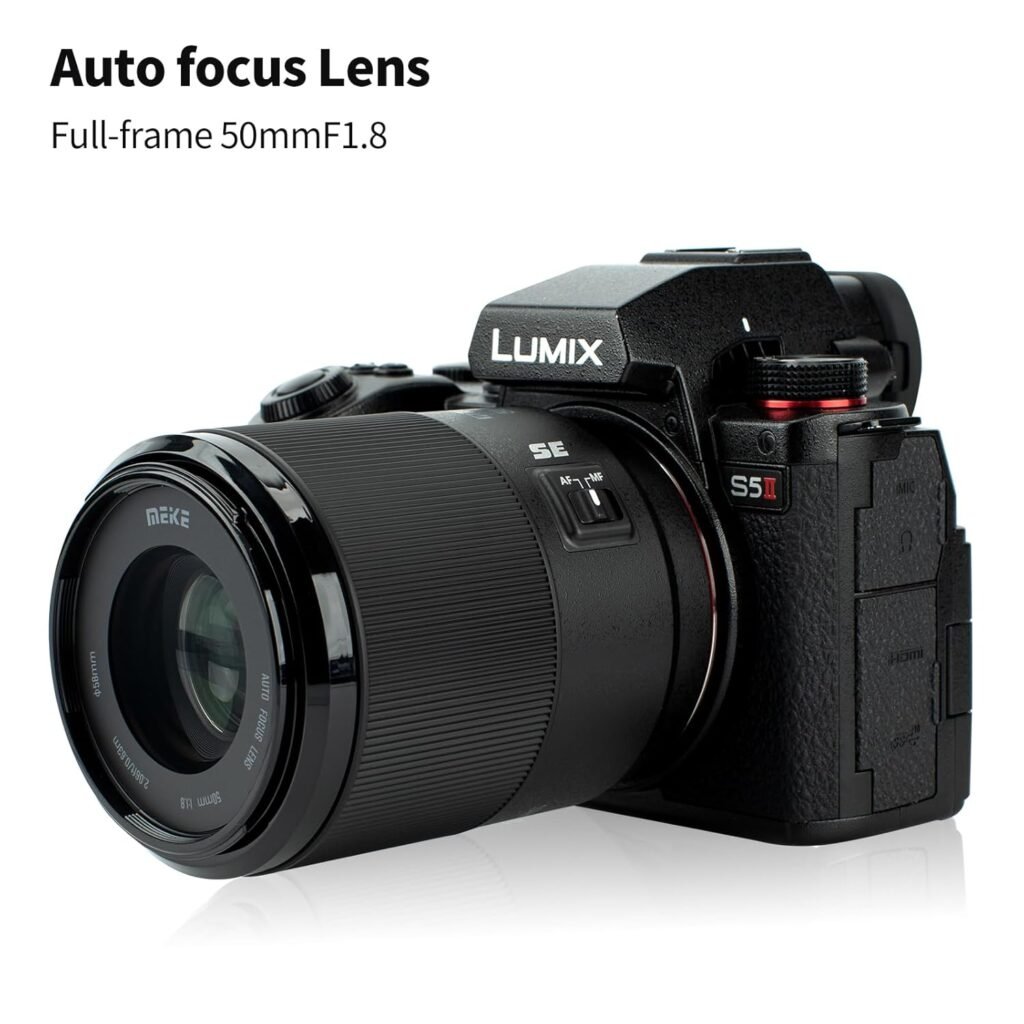 Meike 50mm F1.8 Auto Focus STM Stepping Motor Full Frame Portrait Lens Compatible with Panasonic Lumix Sigma Leica L-Mount Cameras S1H S1 S5 S5 Mark II S1R S9 SL SL2 FP FPL SL3