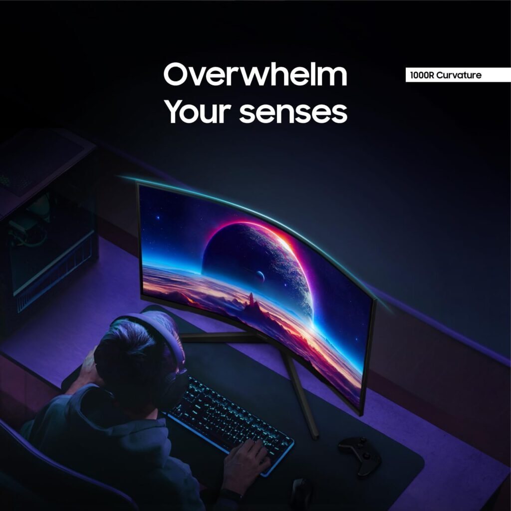 SAMSUNG 32 Odyssey G55C Series QHD 1000R Curved Gaming Monitor, 1ms(MPRT), HDR10, 165Hz, AMD Radeon FreeSync, Eye Care, Glare Free, Sharp Resolution LS32CG550ENXZA