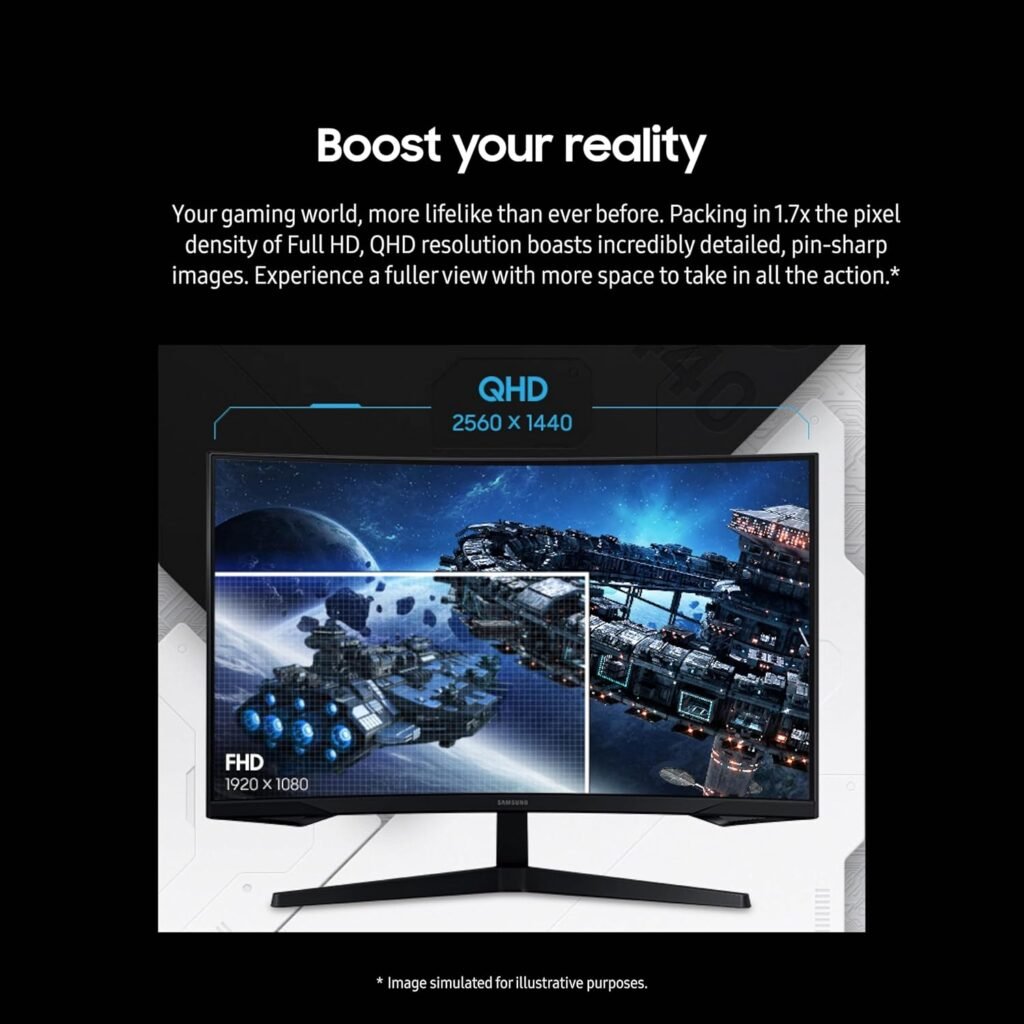 SAMSUNG 32 Odyssey G55C Series QHD 1000R Curved Gaming Monitor, 1ms(MPRT), HDR10, 165Hz, AMD Radeon FreeSync, Eye Care, Glare Free, Sharp Resolution LS32CG550ENXZA