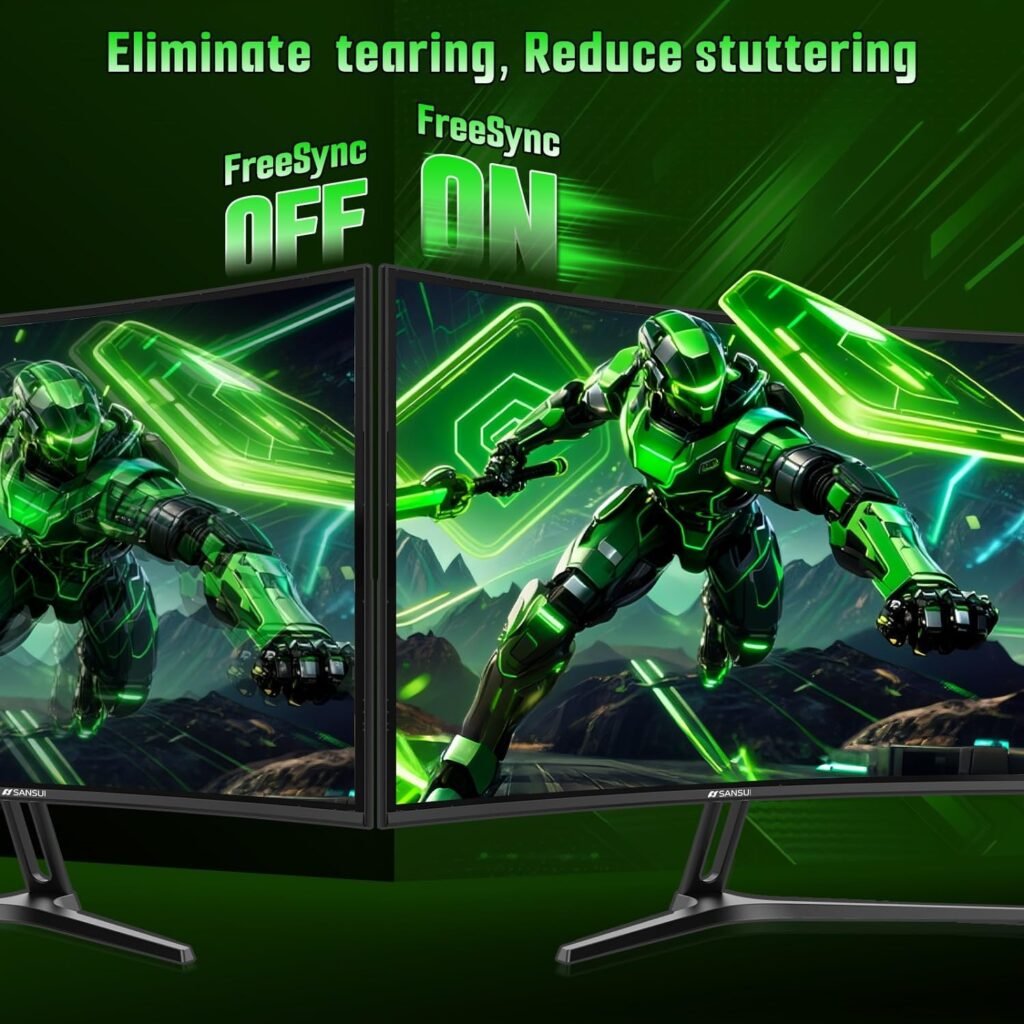SANSUI Computer Monitor 24 inch IPS Eye Care 1080P Display HDMI,VGA Ports with 178° Viewing Angle/Frame-Less/Tilt/VESA Compatible for Office and Home