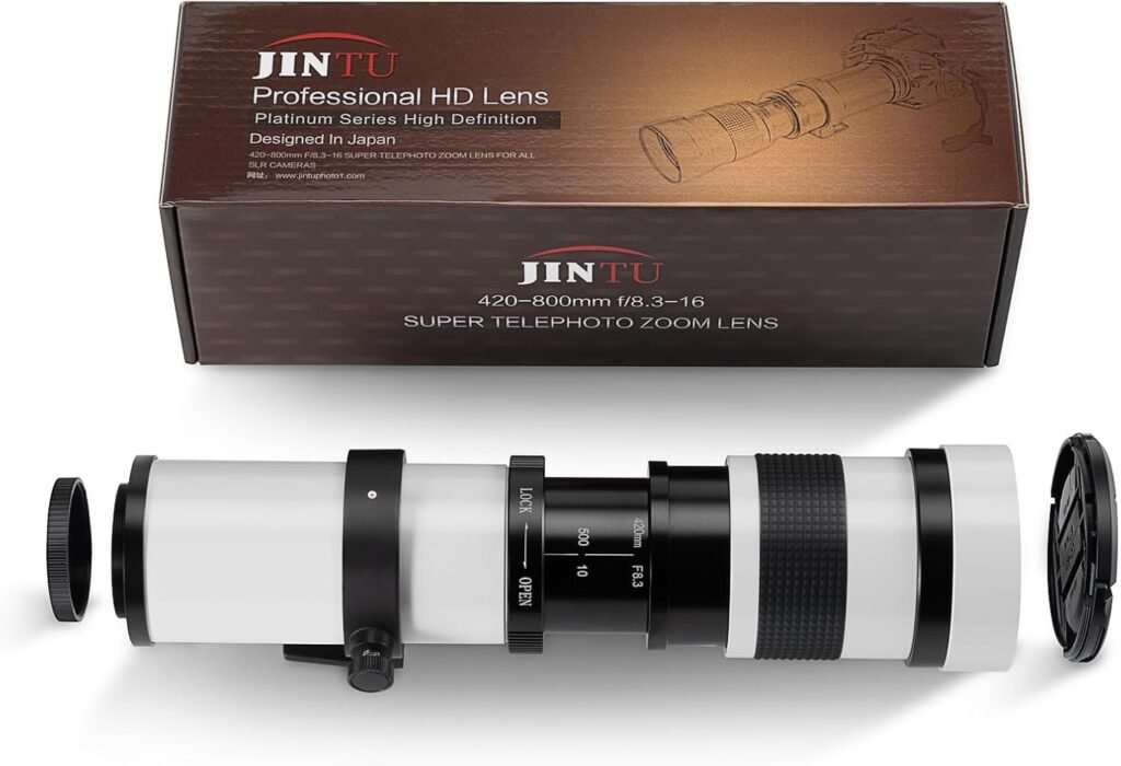 Telephoto Lens for Canon -JINTU EF Mount 420-800mm Manual Focus MF Zoom Lens for Canon EOS Rebel T8i/850D T7i/800D T7/2000D T6/1300D T6s/760D T6i/750D T5i/700D T5/1200D T4i/650D T3i/600D T3/1100D