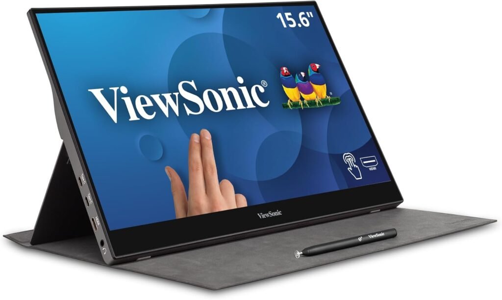 ViewSonic VA1653 16 Inch 1080p FHD IPS Portable Monitor with Eye Care, Built-in Stand, USB C, Mini HDMI, and Protective Case External Second Screen for Laptops, PC, Mac, and Gaming Consoles