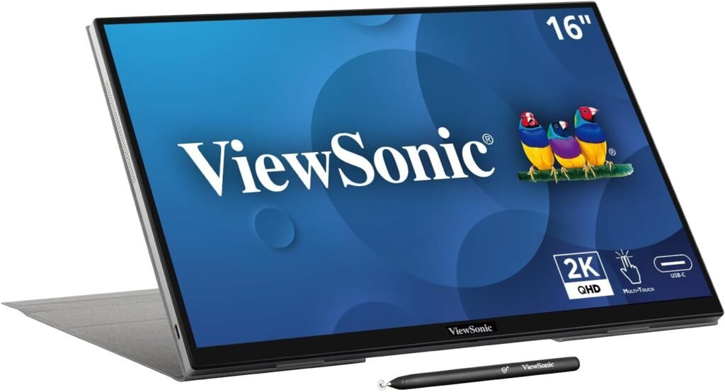 ViewSonic VA1653 16 Inch 1080p FHD IPS Portable Monitor with Eye Care, Built-in Stand, USB C, Mini HDMI, and Protective Case External Second Screen for Laptops, PC, Mac, and Gaming Consoles