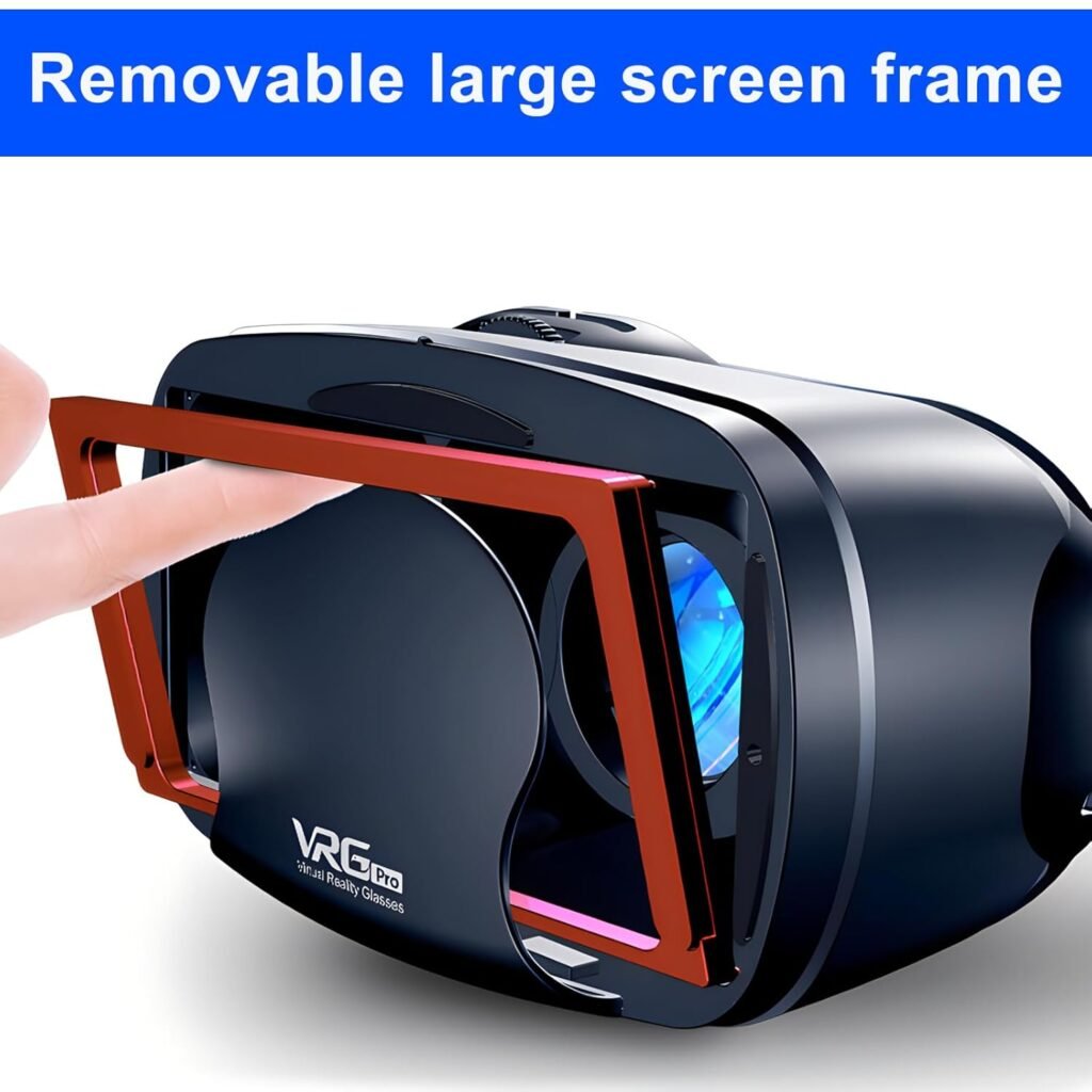 VR Headset for iPhone or Android, Adjustable Virtual Reality Anti-Blue Light 3D VR Glasses Headset Helmets, Compatible 5.0-7.0 inch with Controller, for Watching 3D VR Content (Black)
