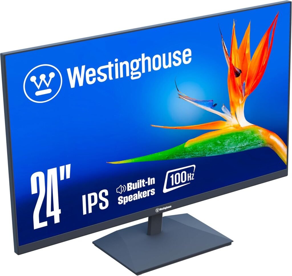 Westinghouse 22 Inch Computer Monitor, 100Hz, 1080p Full HD IPS Display, Adaptive Sync, Blue Light Protection, Home Office PC Screens with Built in Speakers, HDMI, VGA, for Work  Productivity