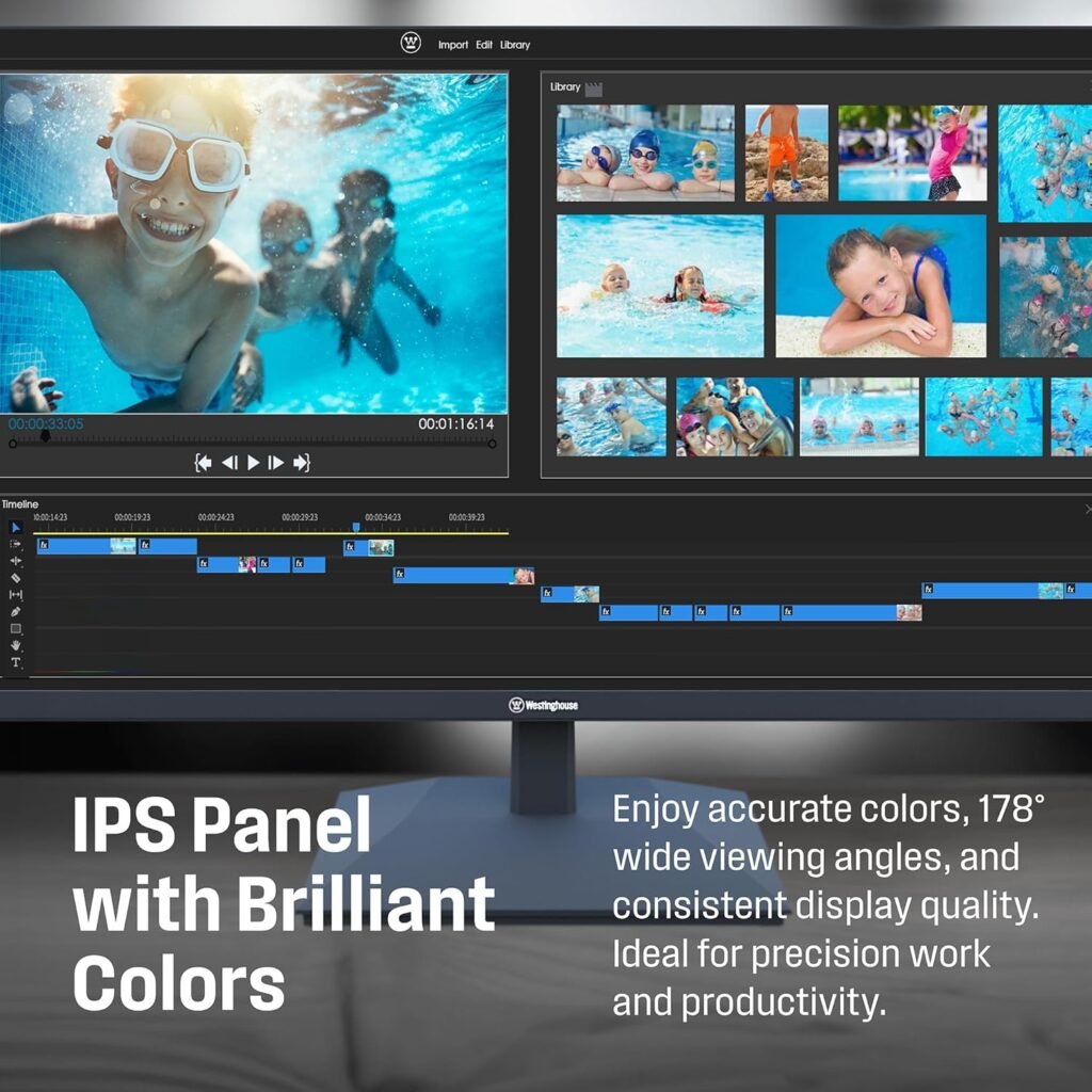 Westinghouse 22 Inch Computer Monitor, 100Hz, 1080p Full HD IPS Display, Adaptive Sync, Blue Light Protection, Home Office PC Screens with Built in Speakers, HDMI, VGA, for Work  Productivity